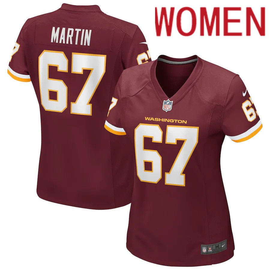 Women Washington Redskins #67 Wes Martin Nike Burgundy Game Player NFL Jersey